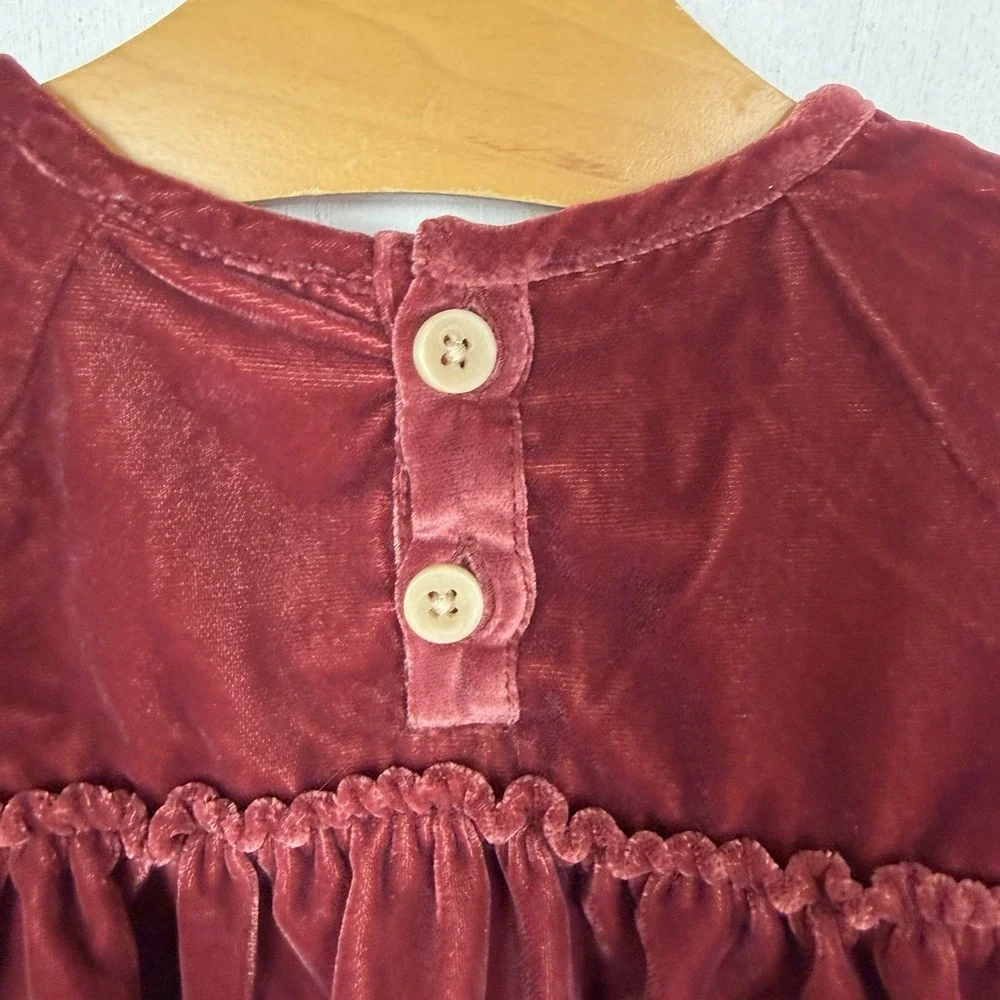 Banana‎ Republic Baby Top Velvet Ruffle Sleeves Hem Rust Color Princess 3-6 Mo
